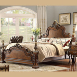 高档奢华实木床 1.8米大床 婚床 美式乡村双人床 欧式雕花描金床
