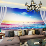 地中海无纺布墙纸壁画大型电视背景墙壁纸欧式现代简约3d无缝海景