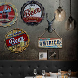 创意酒吧装饰品工业风餐厅墙面挂件壁饰复古怀旧铁皮画墙壁挂饰