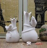欧式乡村创意时尚立体浮雕小鸟陶瓷白色小花器插花瓶客厅橱窗摆件