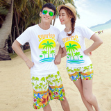 【天天特价】沙滩情侣套装夏威夷海边度假蜜月男女短袖t恤速干裤