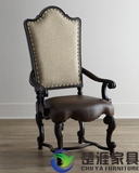 厂家直销新古典高档实木餐椅欧式单人椅复古美式休闲书房扶手书椅