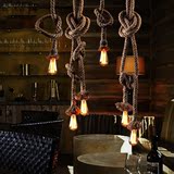 美式复古麻绳个性创意艺术手工乡村吧台橱窗店铺装饰吊灯复古灯具