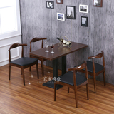 宜家牛角椅咖啡厅西餐甜品店肯德基桌椅实木快餐厅奶茶店桌椅组合