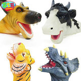 恐龙手偶手套精品恐龙头软胶任意变形塑胶玩具动物玩偶互动玩具折
