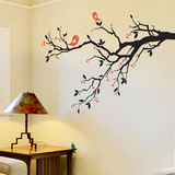 时尚简约客厅卧室沙发电视背景装饰墙贴纸 现代创意树枝小鸟贴画