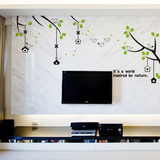 客厅沙发背景墙装饰可移除墙贴纸贴画可爱卡通树枝鸟窝小鸟的家