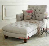 美式新古典后现代贵妃沙发 简约欧式布艺贵妃榻 卧室单人沙发躺椅