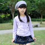 2015儿童女童常规新款B类针织衫开衫实拍有模特普通毛线打底毛衣