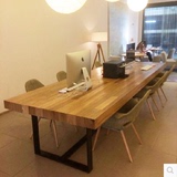 loft美式复古铁艺餐桌实木餐桌椅多功能长电脑桌会议桌办公桌书桌