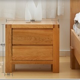 现代简约日式实木床头柜 北欧宜家原木橡木二抽床边小储物柜定制