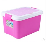 茶花塑料收纳箱儿童整理箱有盖宝宝隔层储物箱双层婴儿衣物收纳盒