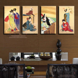 仕女图料理店装饰画浮世绘艺妓无框日式餐厅客厅挂画酒店包厢壁画