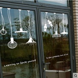 吊灯灯泡墙贴 复古西餐厅卧室咖啡奶茶服装店铺橱窗玻璃贴纸067