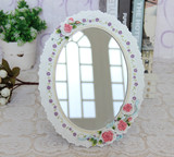 欧式单面台式玫瑰花梳妆镜创意时尚精细公主化妆镜简约随身镜子