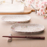 创意餐具釉下彩椭圆盘陶瓷日式盘子和风寿司盘长方形鱼菜盘早餐盘