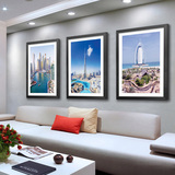 迪拜 著名建筑 风景 有框画 现代客厅画 装饰公司挂画 样版房壁画