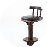 美式乡村吧台椅复古做旧欧式炭化酒吧椅木制实木高脚吧椅凳子皮椅