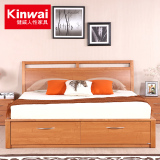健威 木纹气动高箱床 储物收纳1.8米双人床 带抽屉板式床BB41149