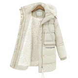 2016冬装新款韩版羽绒服女中长款加绒加厚修身羊羔毛大码连帽外套