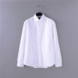 2016新款春装白色衬衣 外贸原单 男装帅气纯棉尖领休闲长袖衬衫