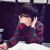 日系潮男加厚宽松外套针织衫文艺韩版男士2015个性音符提花毛衣
