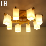 北欧创意实木LED灯原木客厅吸顶灯卧室灯木质榻榻米中式日式灯具