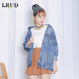 LRUD2016春装新款韩版原宿风牛仔外套女宽松中长款BF风长袖夹克