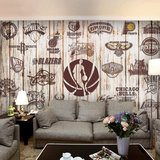 客厅沙发体坛NBA图标背景墙纸壁纸现代简约卧室木纹个性大型壁画