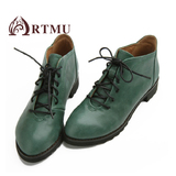 ARTMU单鞋新款休闲鞋手工牛皮小尖头百搭舒适休闲鞋女鞋加绒棉鞋