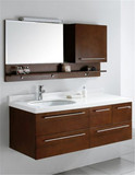 简约现代实木橡木大理石台面挂墙式吊柜浴室柜组合洗手盆卫浴一体