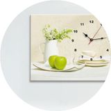 现代带钟表挂画简约餐厅水果装饰画单幅无框画厨房壁画客厅墙画