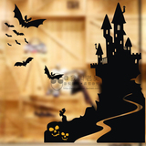 幽灵城堡骷髅头墙贴纸 万圣节店铺橱窗玻璃装饰贴画蝙蝠吸血R0038