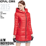 艾莱依2015品牌冬装新款韩版加厚中长款连帽羽绒服女ERAL6010D