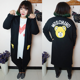 加肥加大码女装胖mm2016韩版蝙蝠袖外套女春装大衣中长款显瘦卡通