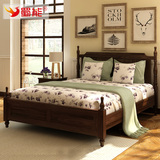 美式乡村全纯实木床1.5米1.2单人床欧式简约双人床1.8米原木家具