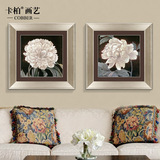 卡柏 白牡丹 简欧风格现代装饰画卧室床头画花卉壁画有框画M023