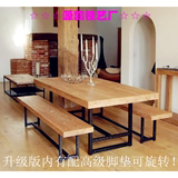 美式防锈餐桌椅做旧实木西餐厅小餐桌椅组合复古饭桌长条桌会议桌