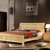 全实木橡木1.8双人住宅家具大床1.5单人床1.2米硬板高箱储物婚床