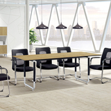 2.0米会议桌长桌办公桌 钢木结构 柚木色