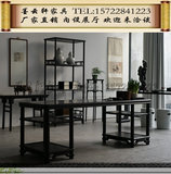 新中式实木书柜禅意样板房办公陈列架置物博古架现代简约书架家具