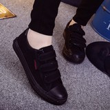 低帮全黑色帆布鞋男女韩版情侣款休闲舒适男士布鞋透气工作鞋板鞋