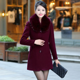 中年女装毛呢外套中长款2015新款韩版妈妈装冬季时尚修身呢子大衣