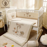 AUSTTBABY 婴儿床上用品套件彩棉 婴儿床品7件套纯棉床围可拆洗