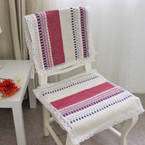 韩式 四季红色条纹手工编织蕾丝桌椅垫 椅子坐垫 椅套 可定做