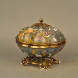 欧式美式家居饰品摆件 软装饰品铜配瓷饰品装饰小盖盒手绘陶瓷盒