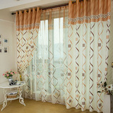 新款现代简约欧式条纹客厅卧室落地定制成品半遮光窗帘小窗户窗纱