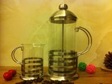 1壶+1杯 不锈钢玻璃过滤冲茶器花茶壶 耐热法式滤压咖啡壶 ml