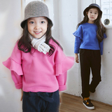 韩国2015秋冬新款女童纯棉加绒加厚卫衣童装中大童韩版套头衫上衣