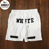 Dungfly韩国男装代购夏季新款韩版WHITE油漆印街头运动休闲短裤潮